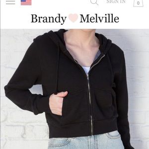 Brandy Melville cropped zip up hoodie